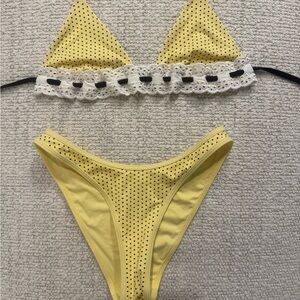 NWT Frankie’s Bikinis Yellow Polka Dot Bikini Set